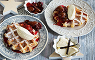 Waffel al vin brulé e prugne