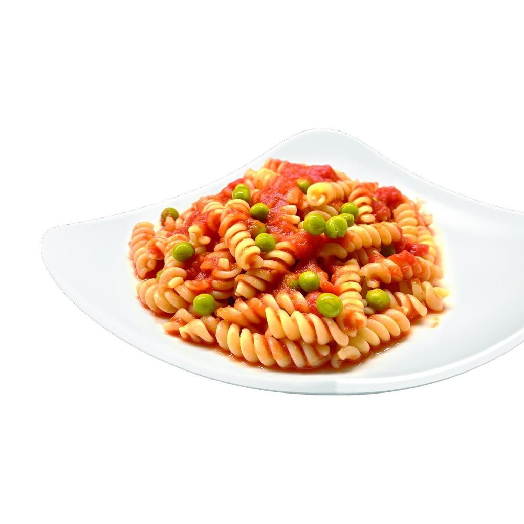 Piatto pronto "fusilli, pomod, piselli" s. glutine