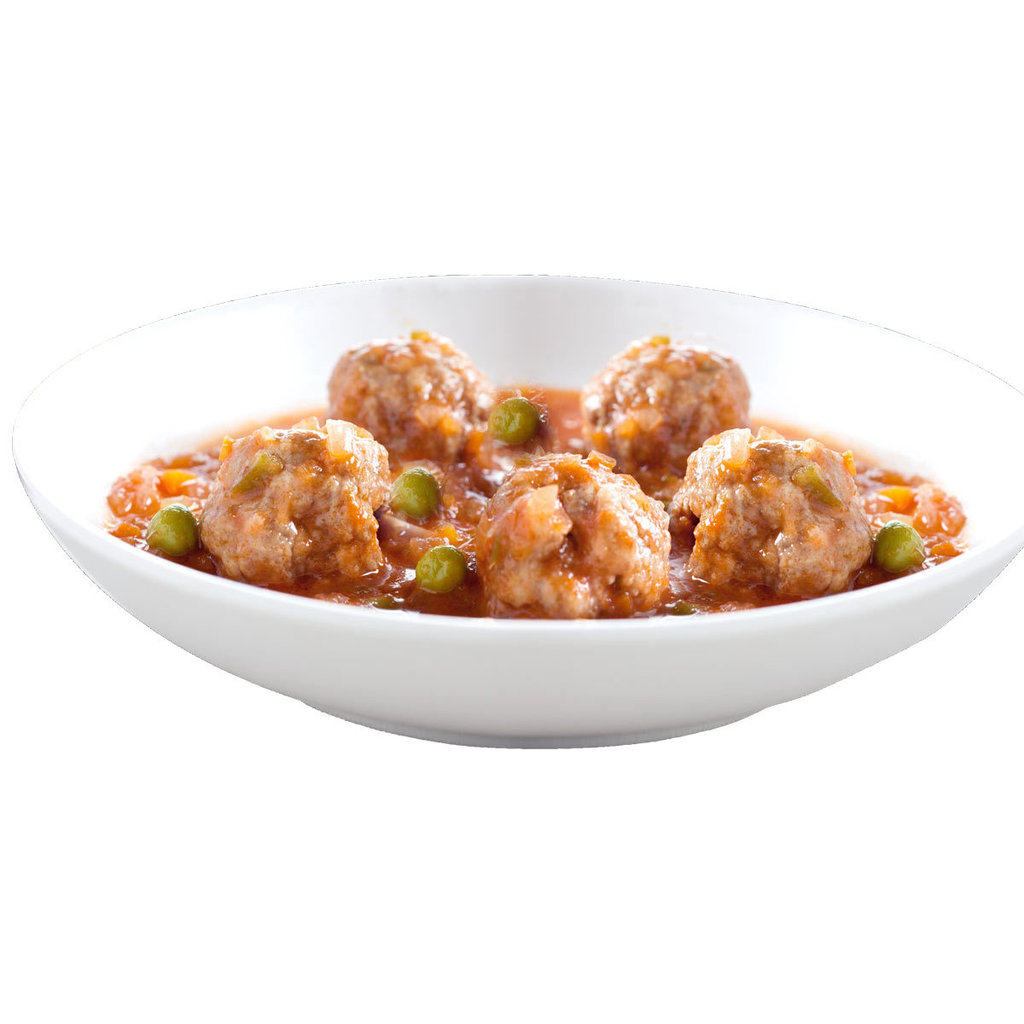 Piatto pronto "polpette e piselli", senza glutine